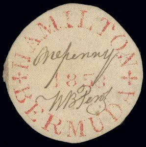 Bermudes, Perot n°3 Hamilton 1853, 1d. rouge