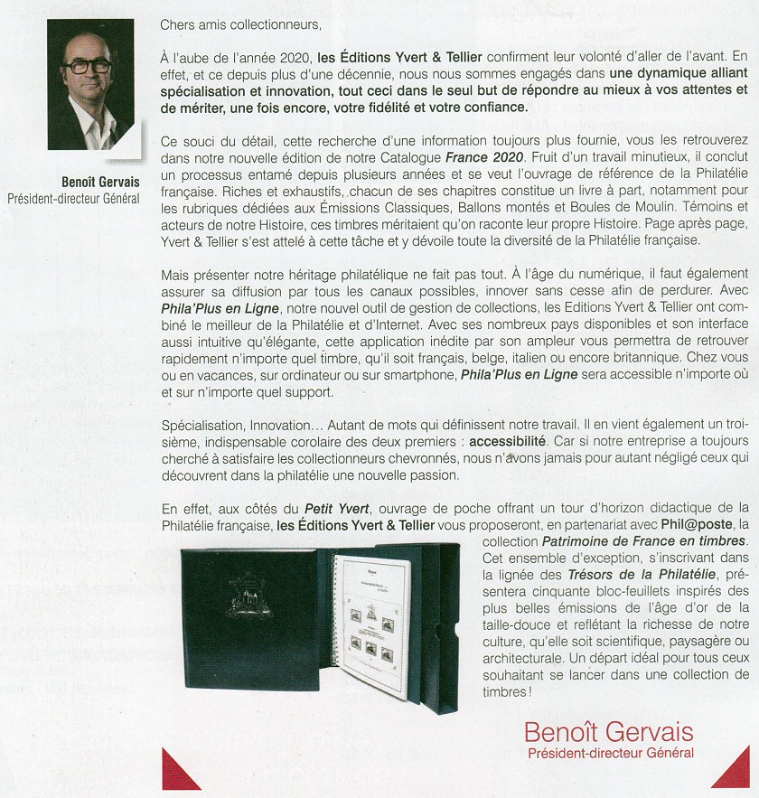 Catalogue Yvert & Tellier France 2020