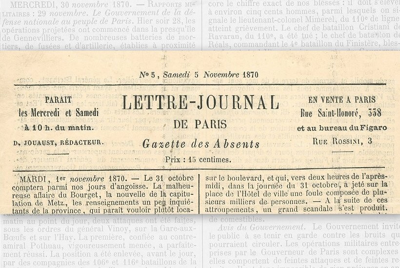 Journaux-lettres du siège de Paris : quand la presse prenait son envol